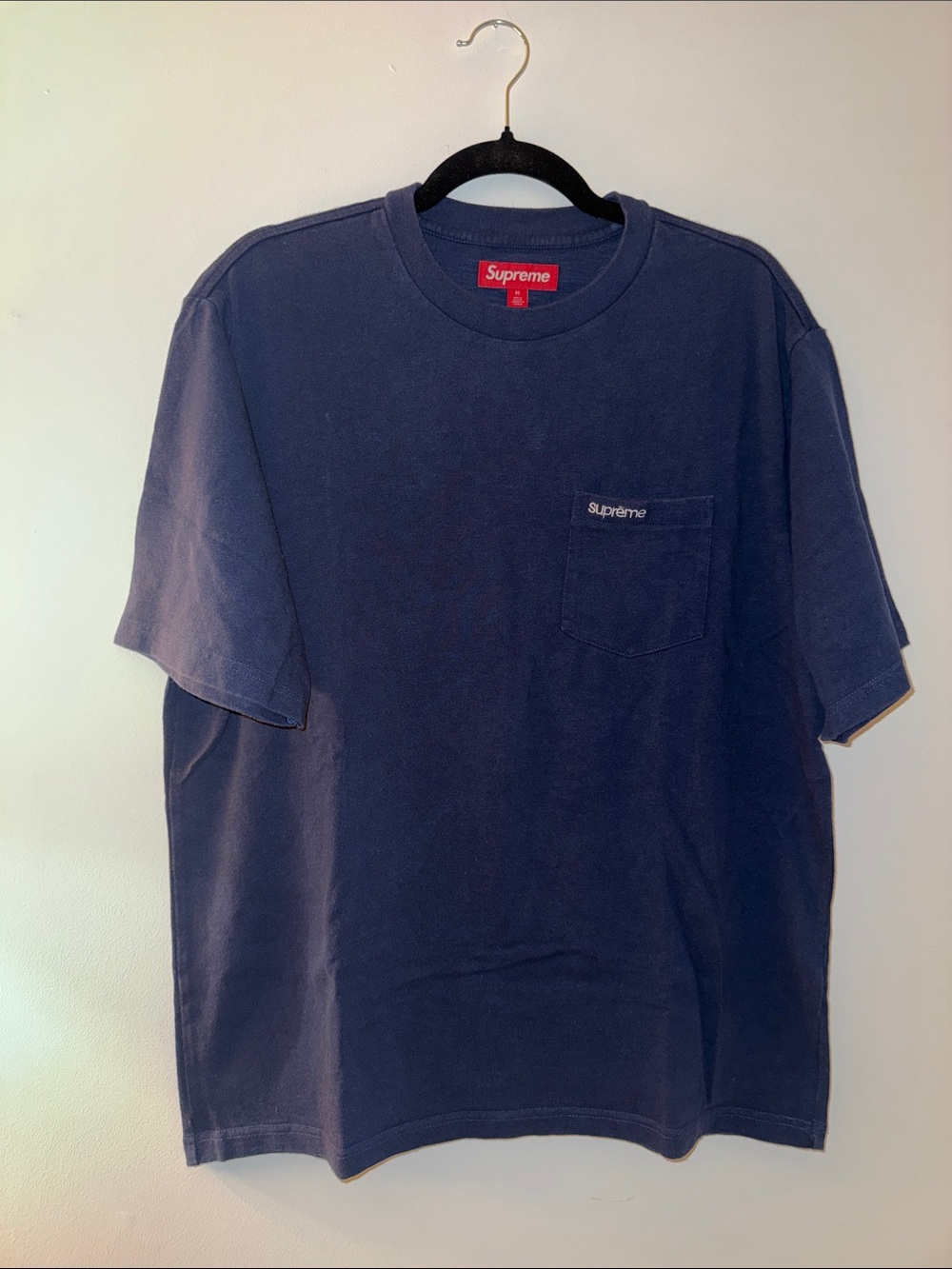 Supreme Navy Pocket Logo Tee - Men's Short Sleeve